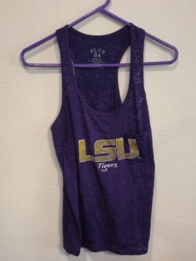 Blue 84 LSU Tigers Purple Graphic Tee with White Print Pocket Lightweight Medium